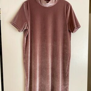 Madewell Velvet Cowl Neck Dress in Dusty Rose